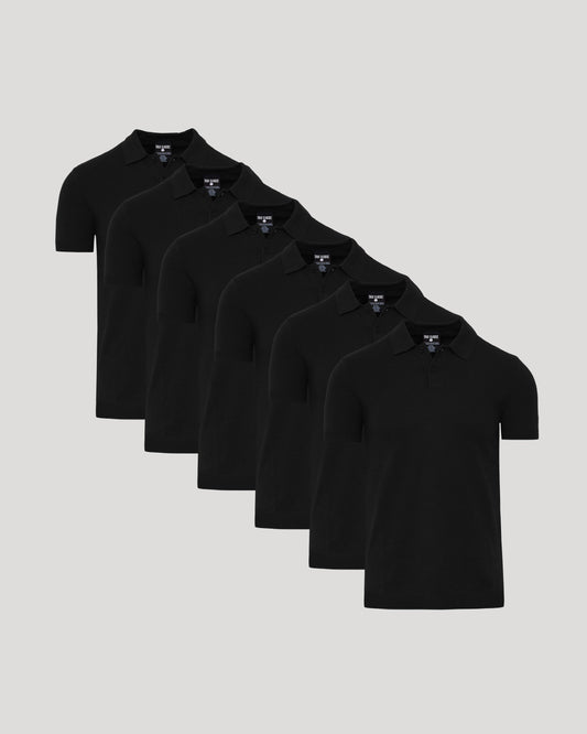 All Black Short Sleeve Dressy Polo 6-Pack