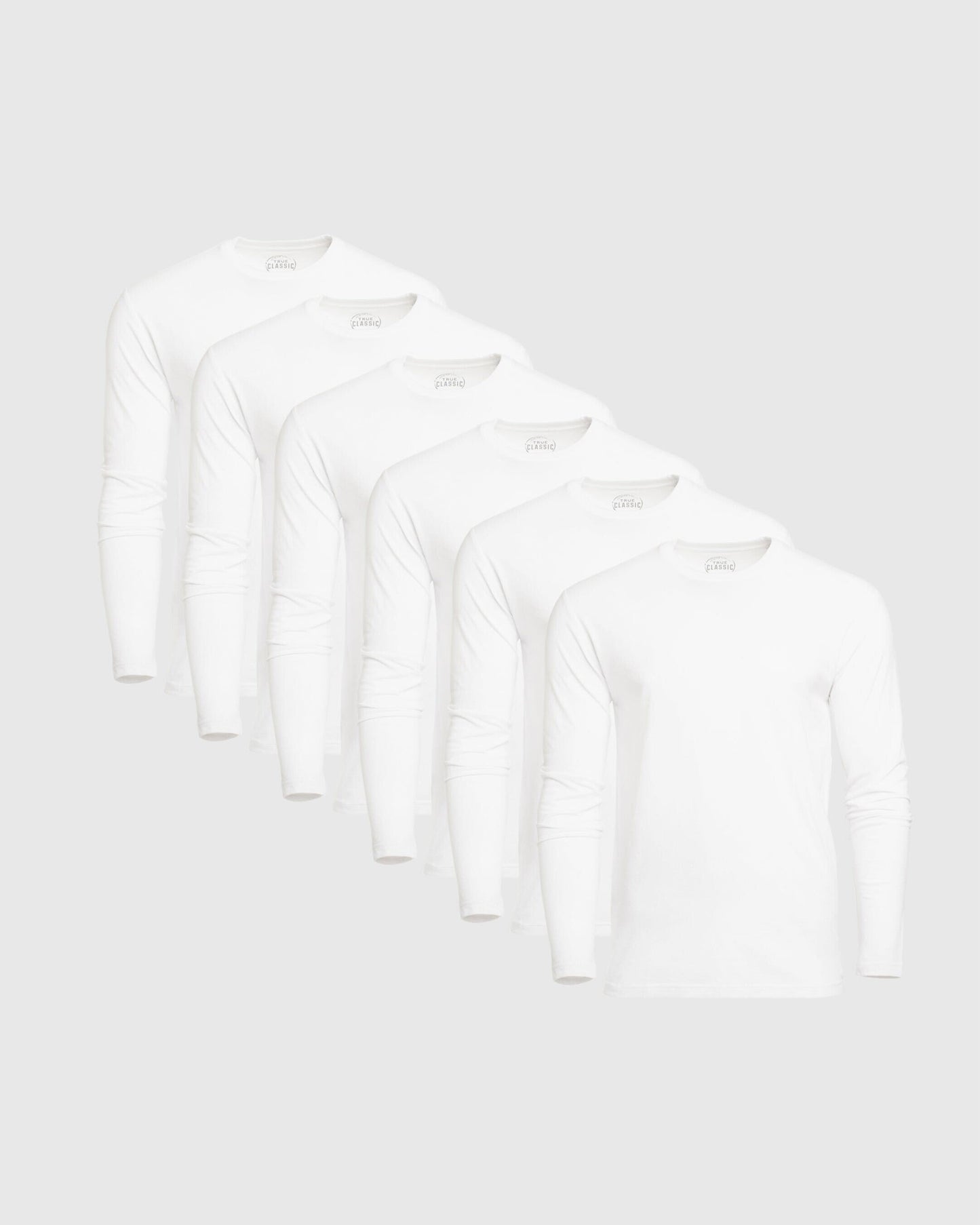 White Classic Long Sleeve Crew Neck 6-Pack