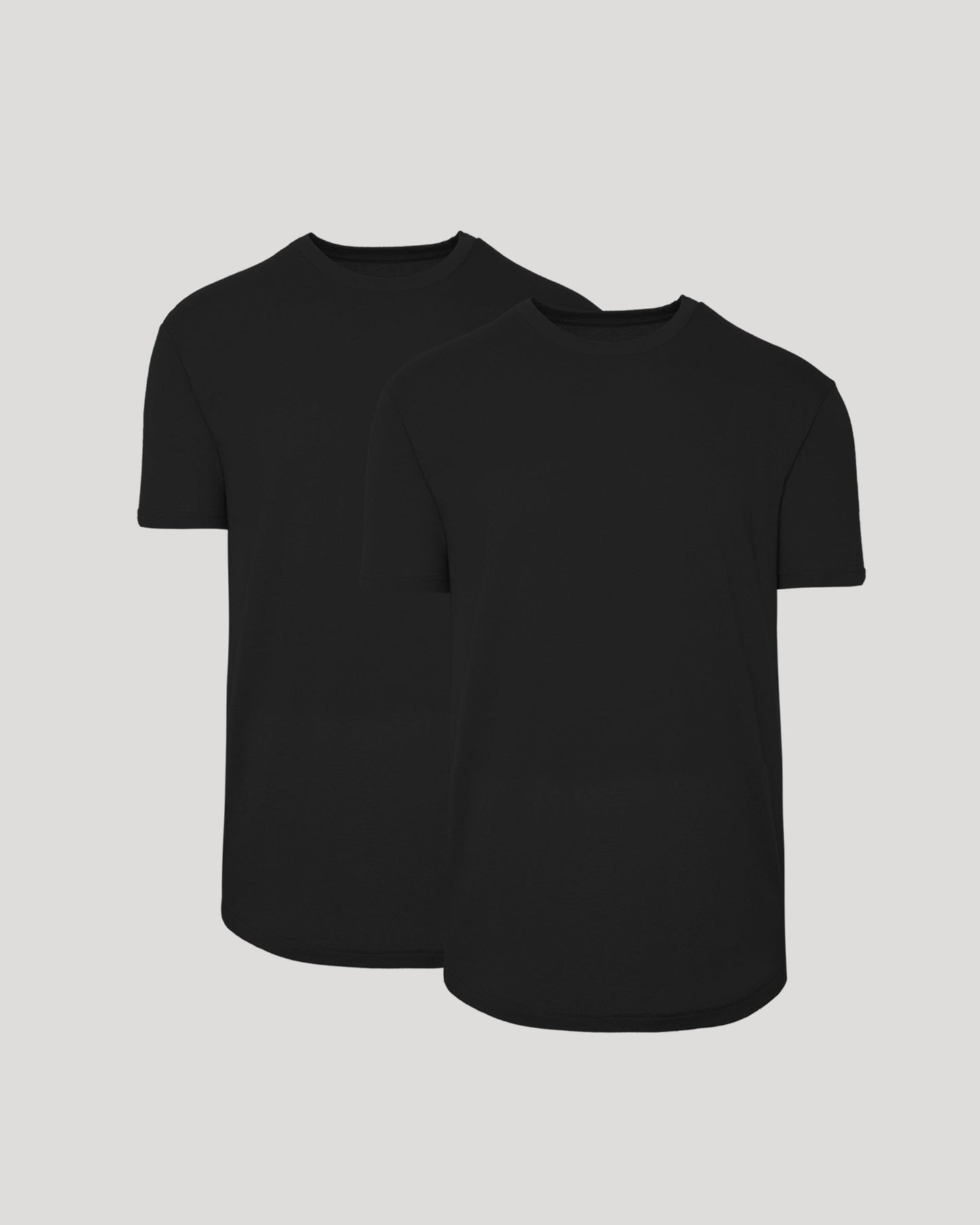 Black Curved Hem Classic Crew Neck 2-Pack