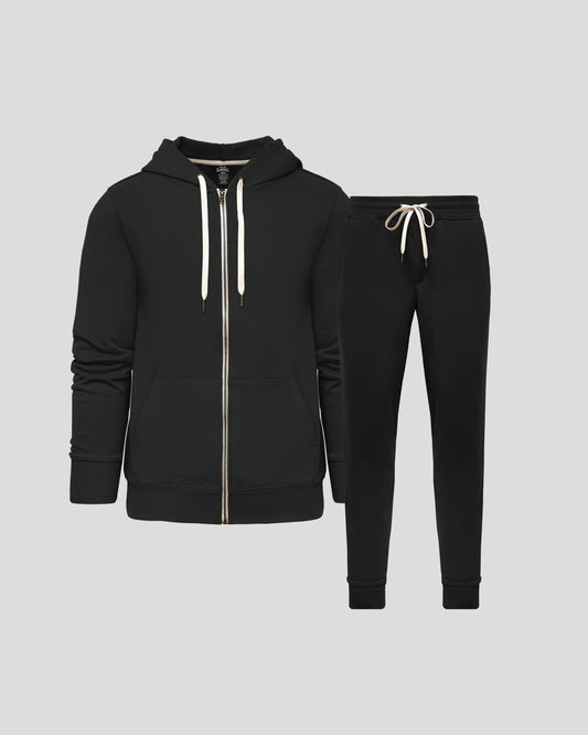 Black Full Zip Fleece Hoodie & Jogger 2-Pack