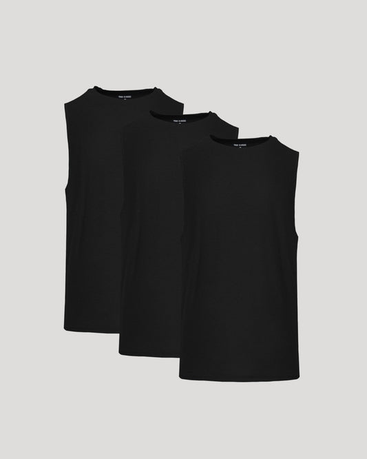 Black Sleeveless Active Muscle Tee 3-Pack