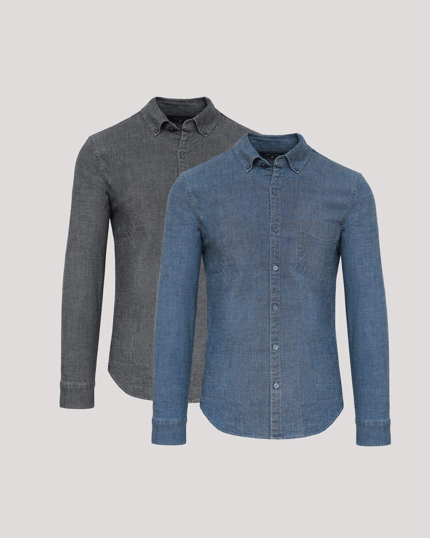 Black & Light Indigo Wash Long Sleeve Chambray Shirt 2-Pack