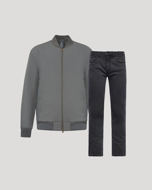 Carbon Bomber Jacket & Comfort Stretch Jeans 2-Pack