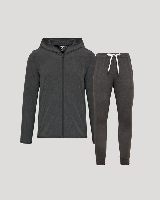 Charcoal Heather Gray Active Shell Jacket & Active Jogger 2-Pack
