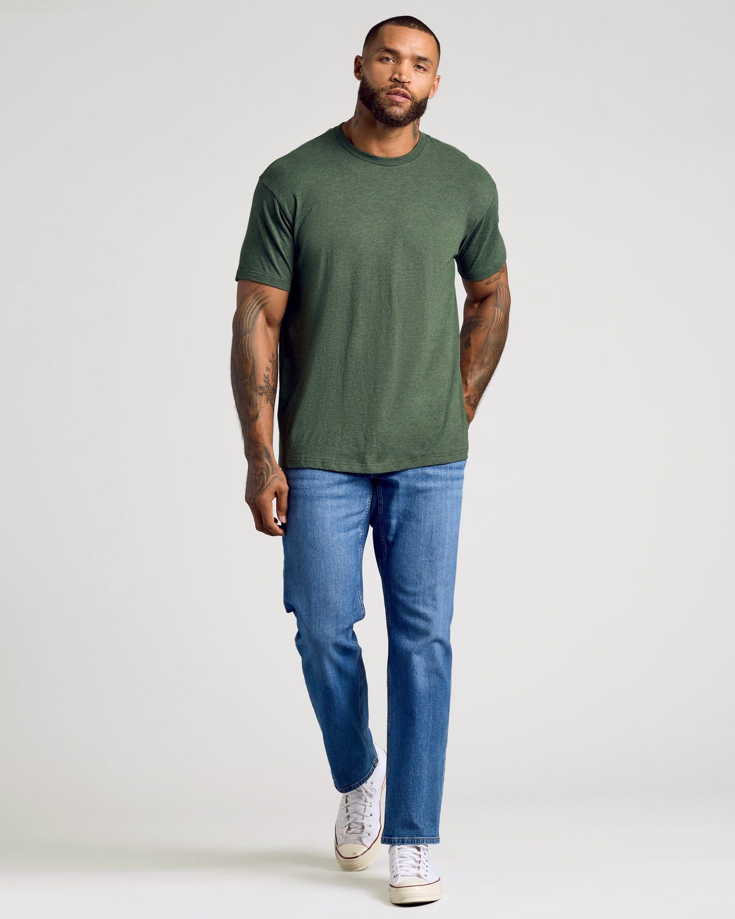 Dark Heather Olive Classic Crew Neck