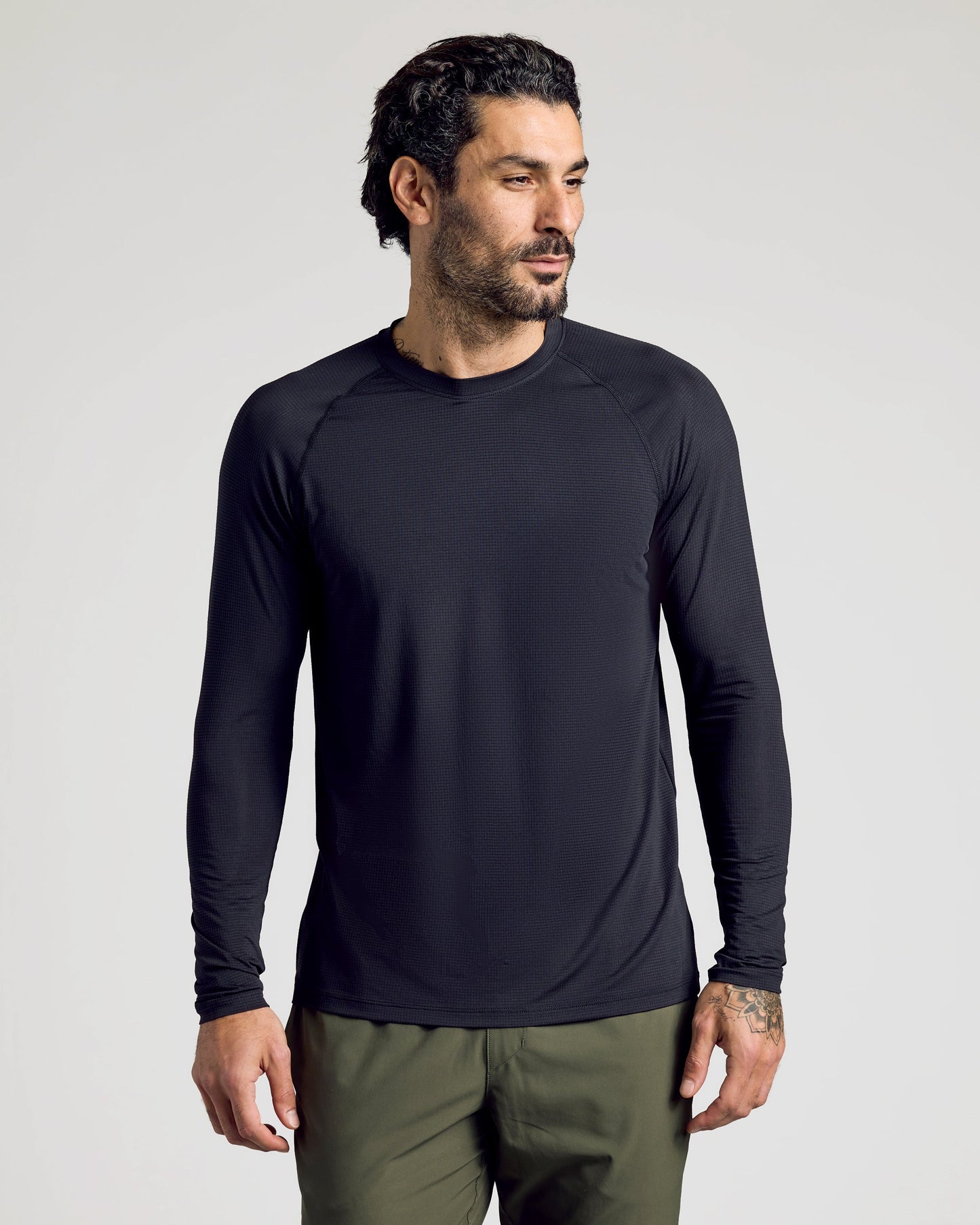 Black Long Sleeve Active Mesh Crew 3-Pack