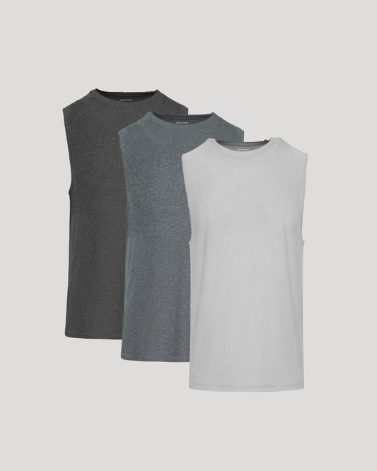 Heather Sleeveless Active Muscle Tee 3-Pack