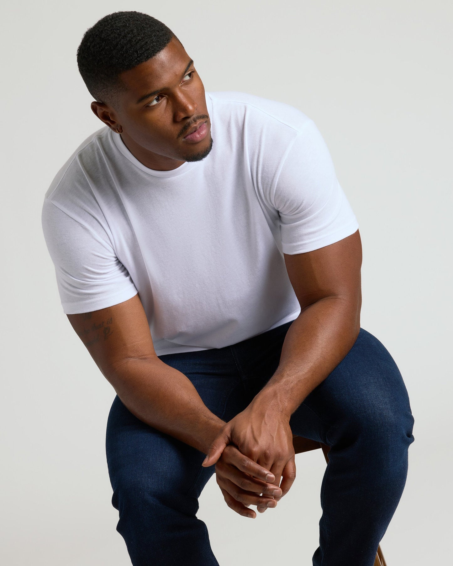 White Tall Straight Hem Crew Neck T-Shirt