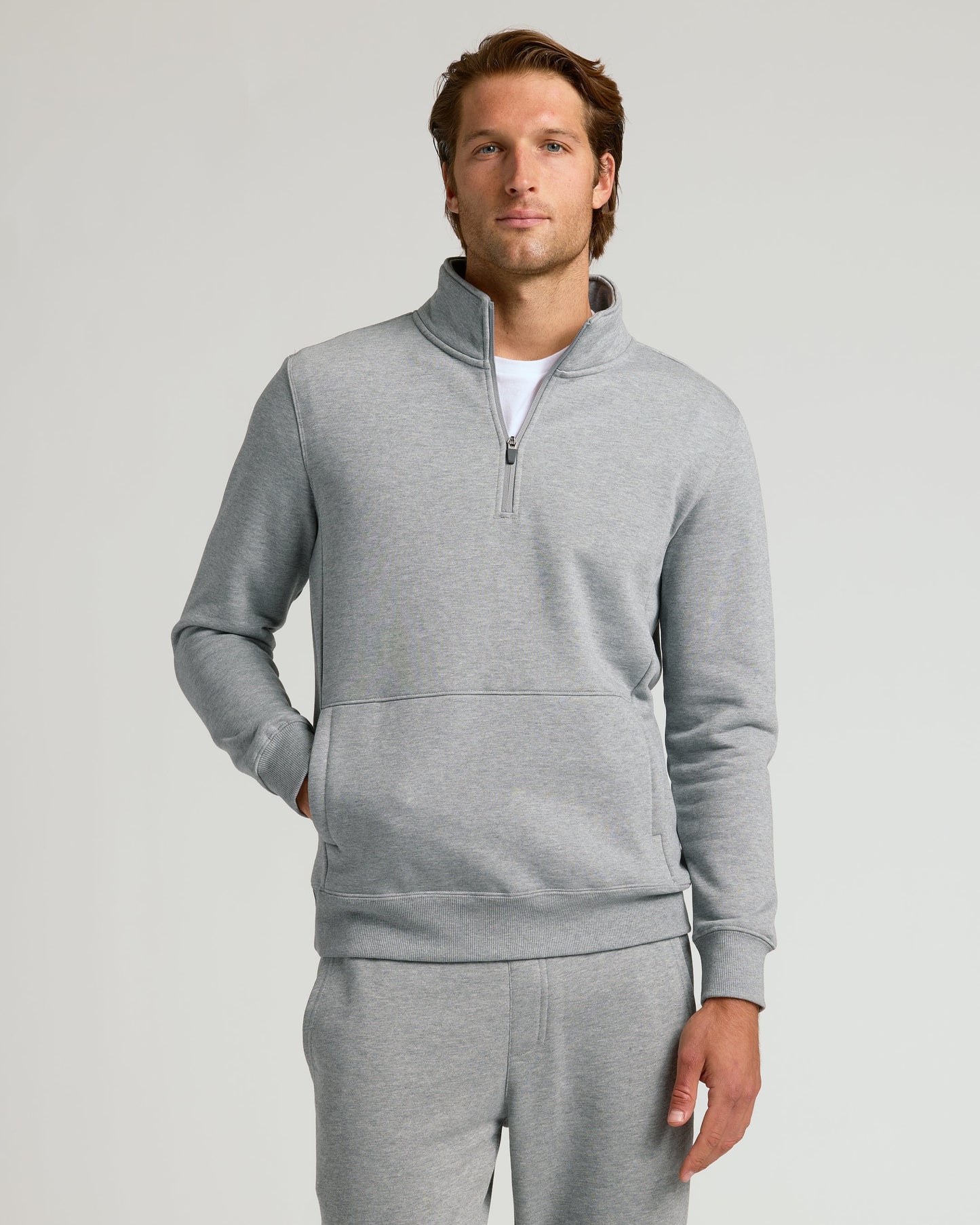 Medium Heather Gray Half Zip Fleece Sweatshirt & Jogger Outfit 2-Pack