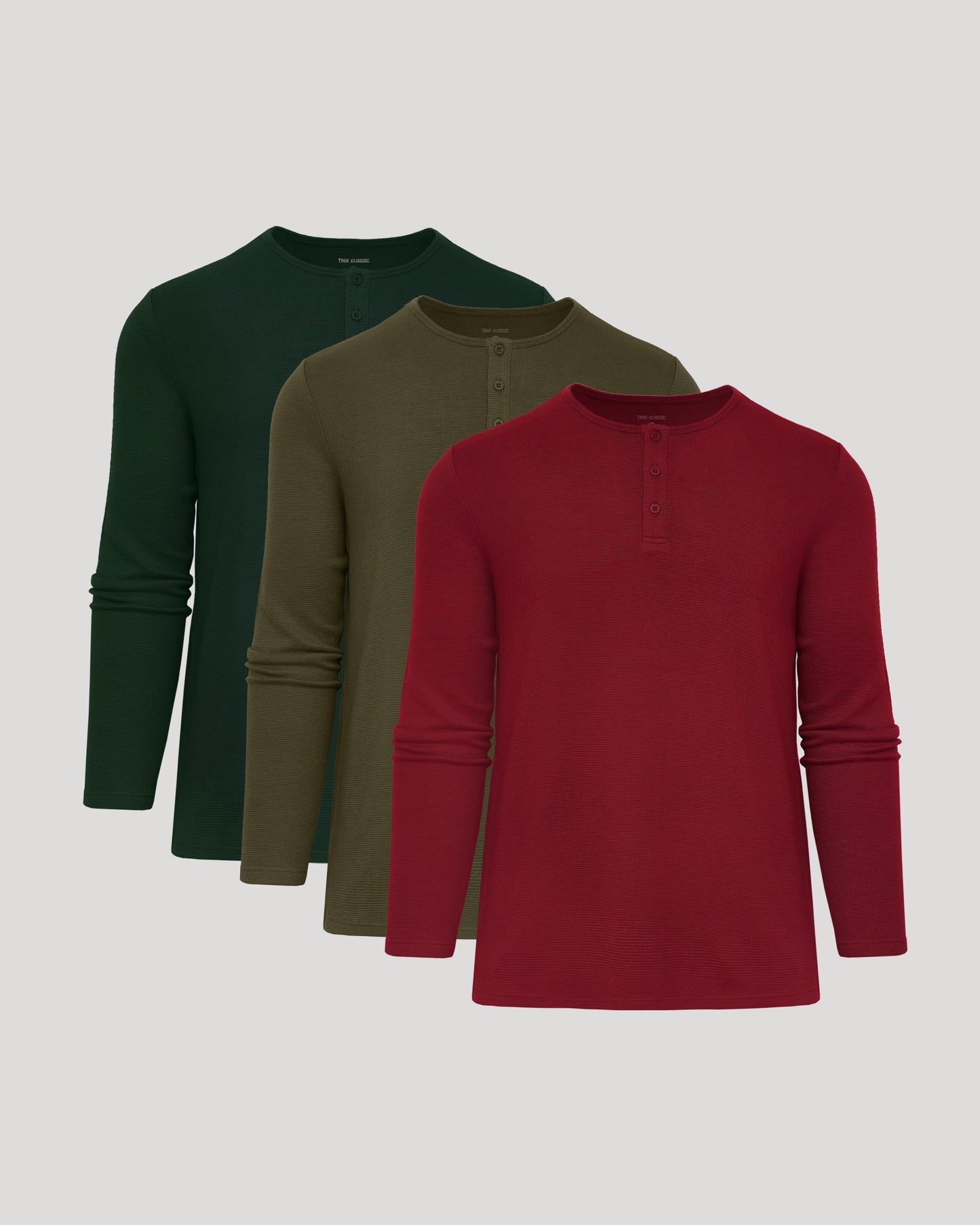 Color Waffle Long Sleeve Henley 3-Pack