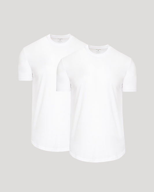 White Curved Hem Classic Crew Neck 2-Pack